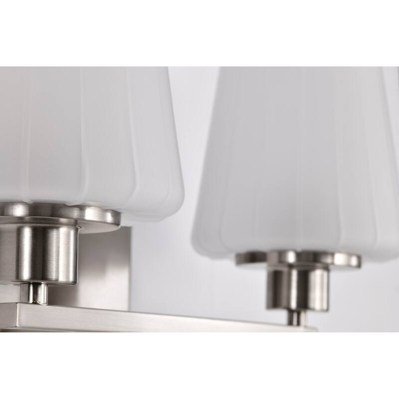 Lune 2 Light Vanity Brushed Nickel Finish Etched White Glass - Brushed Nickel