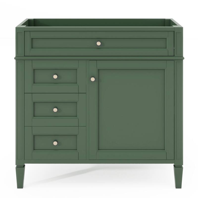 Bathroom Storage Vanity with 2 Drawers and a Tip-out Drawer - Green - without Sink