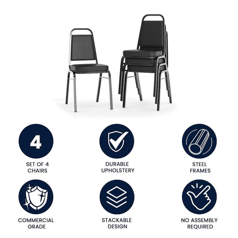 4 Pack Trapezoidal Back Stacking Banquet Chair - 20.25"D x 17.5"W x 36"H