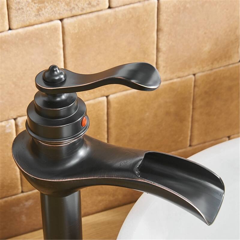 Waterfall Bathroom Vessel Faucet With Drain Assembly Single Handle Bathroom Vessel Sink Faucets One Hole High Taps With Valve