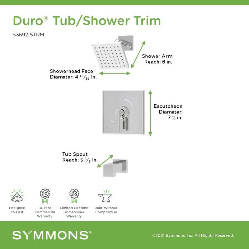 Symmons S369215TRM Duro HydroMersion Tub and Shower Trim Package with