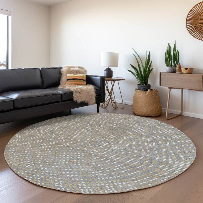 Machine Washable Indoor/ Outdoor Modern Dotty Chantille Rug
