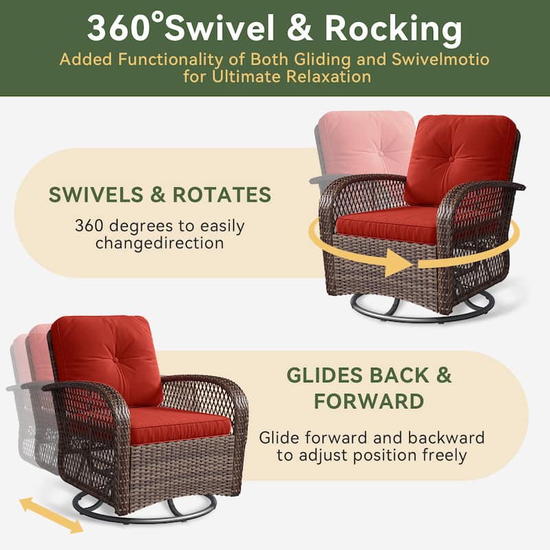 3 Pieces Patio Furniture Set, Patio Swivel Rocker Chairs Set of 2