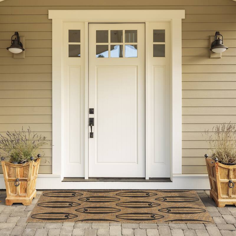 Disney Licensed Mickey Mouse Indoor Outdoor Flatweave Area Rug Tropical Surfing Polypropylene Coastal Accent Rug