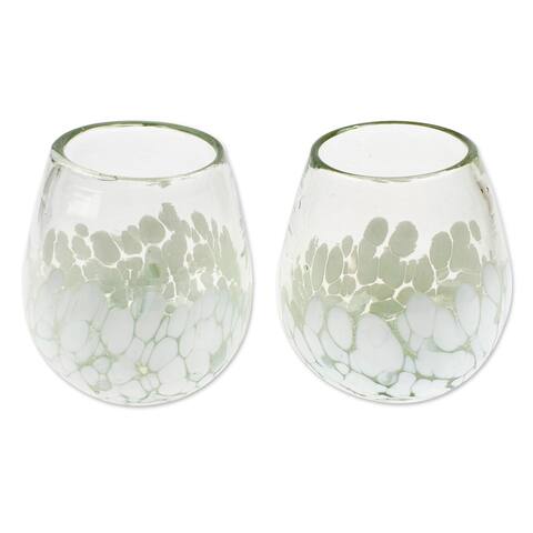 Novica Handmade Recycled Glass Stemless Wine Glasses (Pair)