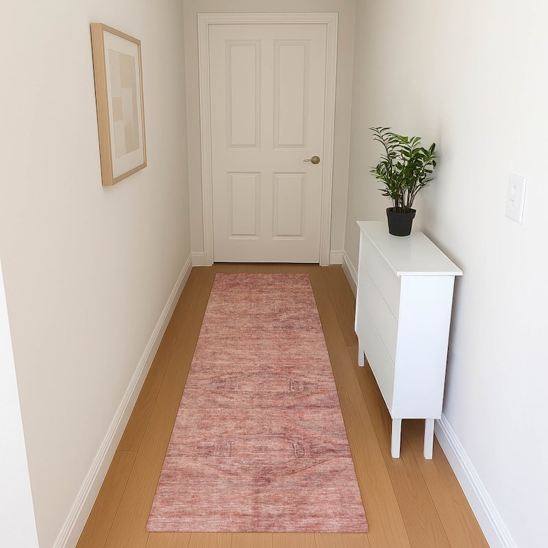 Premium Washable Super Soft Vintage Traditional Mayfield Rug - Terracotta - 2'3" x 7'6"