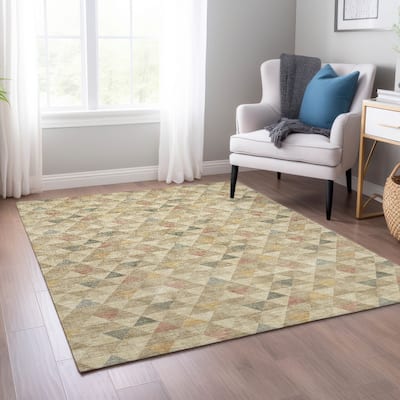 Machine Washable Indoor/ Outdoor Chantille Contemporary Mosaic Rug