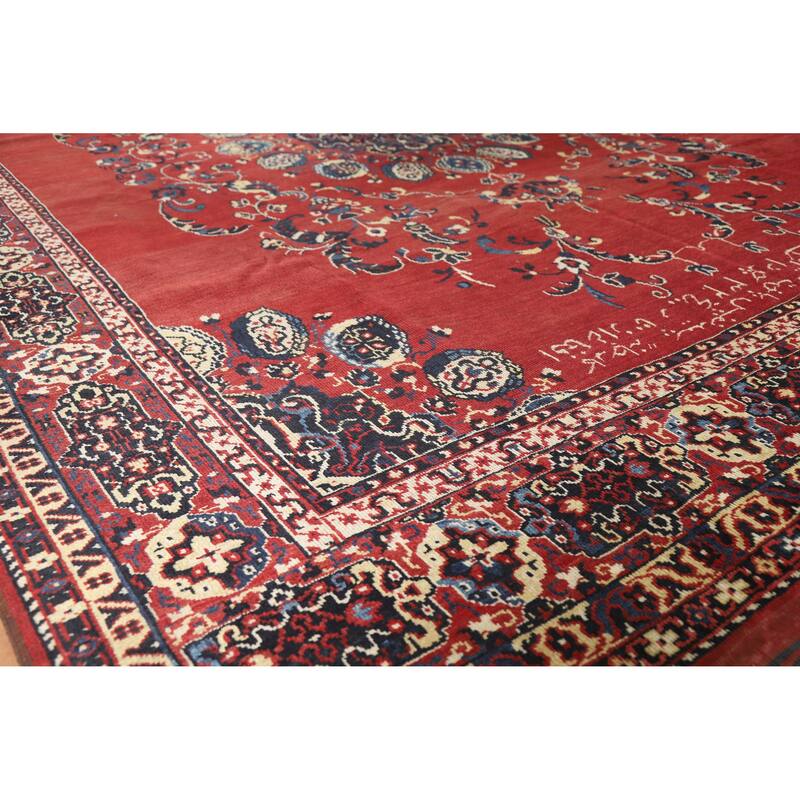 Hand Knotted Oriental 100% Wool Carpet Traditional Floral Red Balouch Area Rug - 11' 5'' X 8' 5''