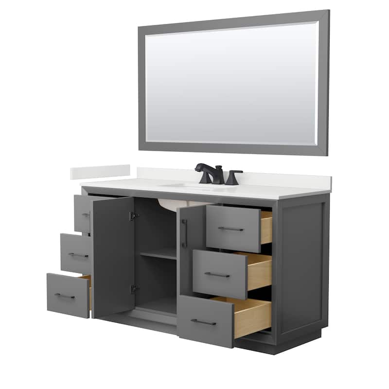 Strada 60-inch Single Vanity, Quartz Top, 58-inch Mirror