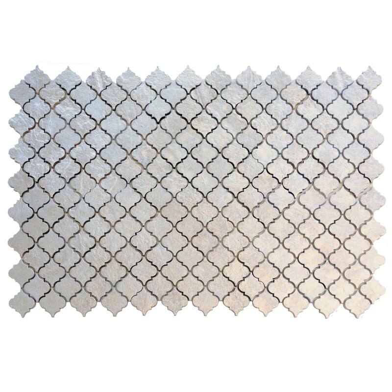 Artisana 12x12 in Textured, Foiled Resin Arabesque Lantern Mosaic Wall Tile (5 sq ft/case, 5-Pack)