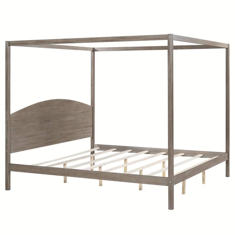 King Size Canopy Bed with Headboard and Support Legs