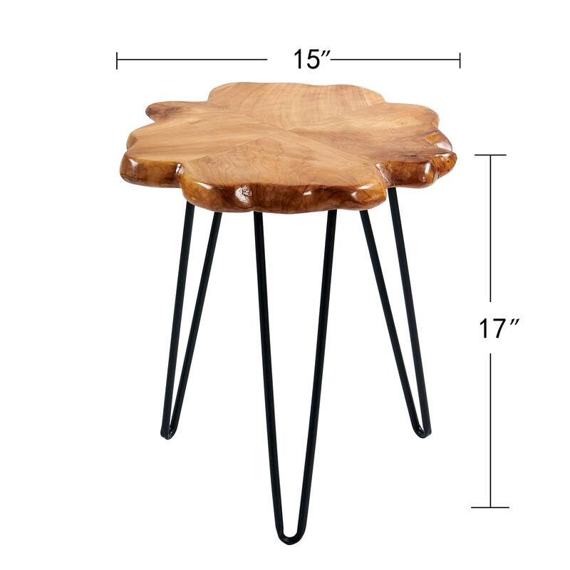 Greenage Live Edge Wood Coffee Table 4 Panels Table with Hairpin Legs