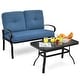 preview thumbnail 5 of 38, Costway 2PCS Patio Loveseat Bench Table Furniture Set Cushioned Chair