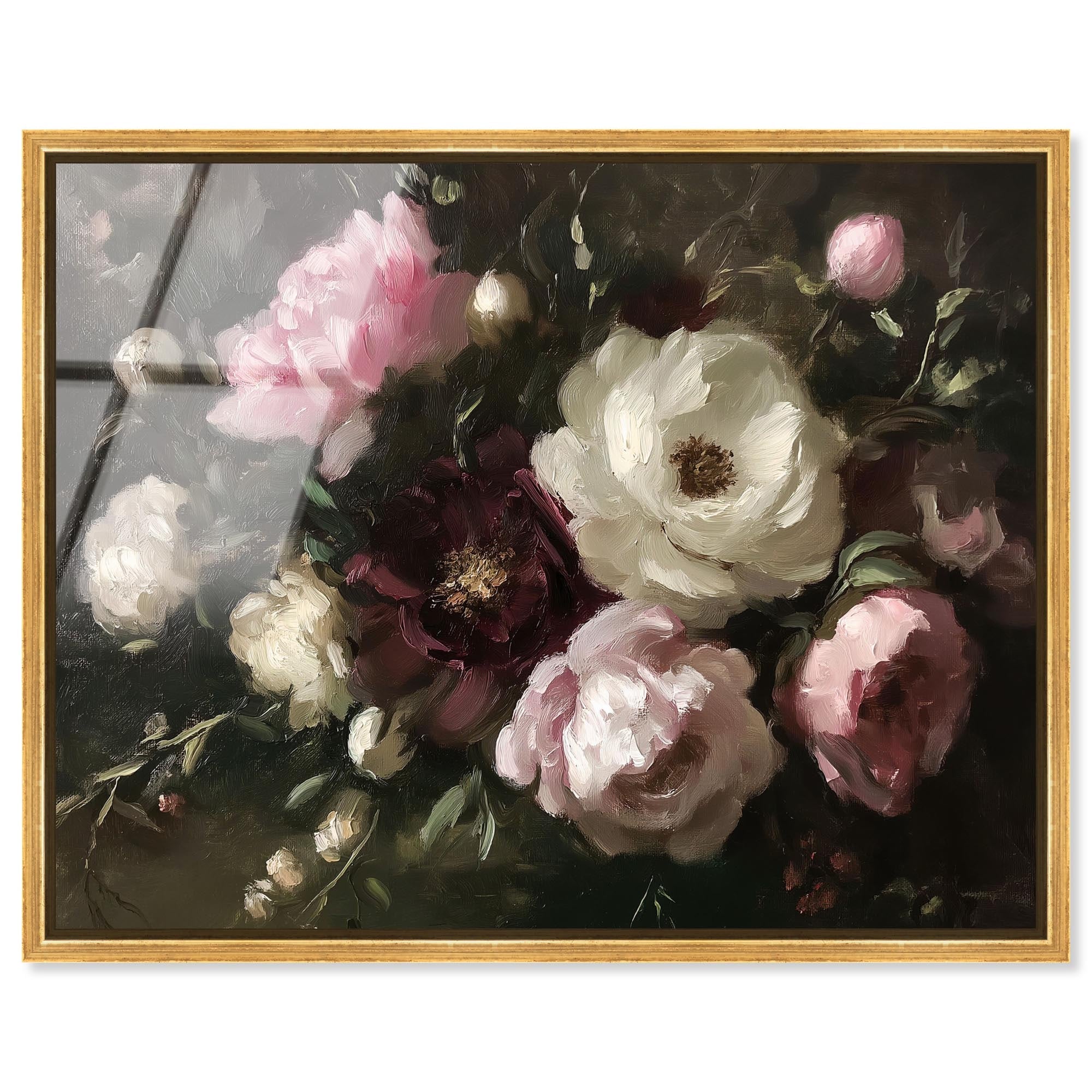 Peony Palette Nocturne Classic Framed Acrylic Wall Art by Art Remedy
