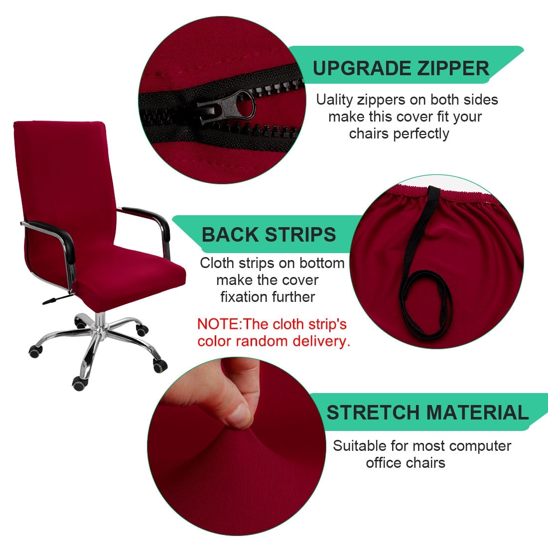 Office Stretch Chair Cover Washable Removable Swivel Seat