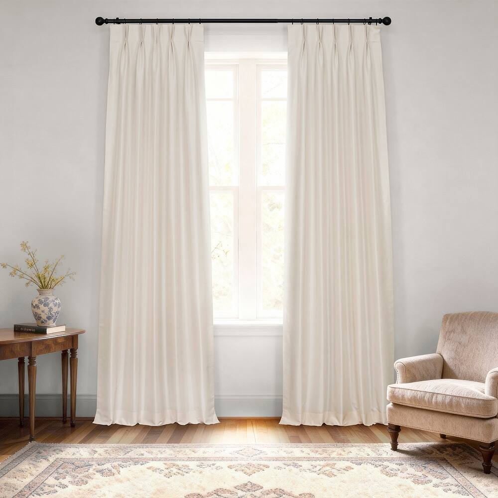 Exclusive Fabrics Solid Vintage Textured Faux Dupioni Silk Pleated Blackout Curtain (1 Panel)
