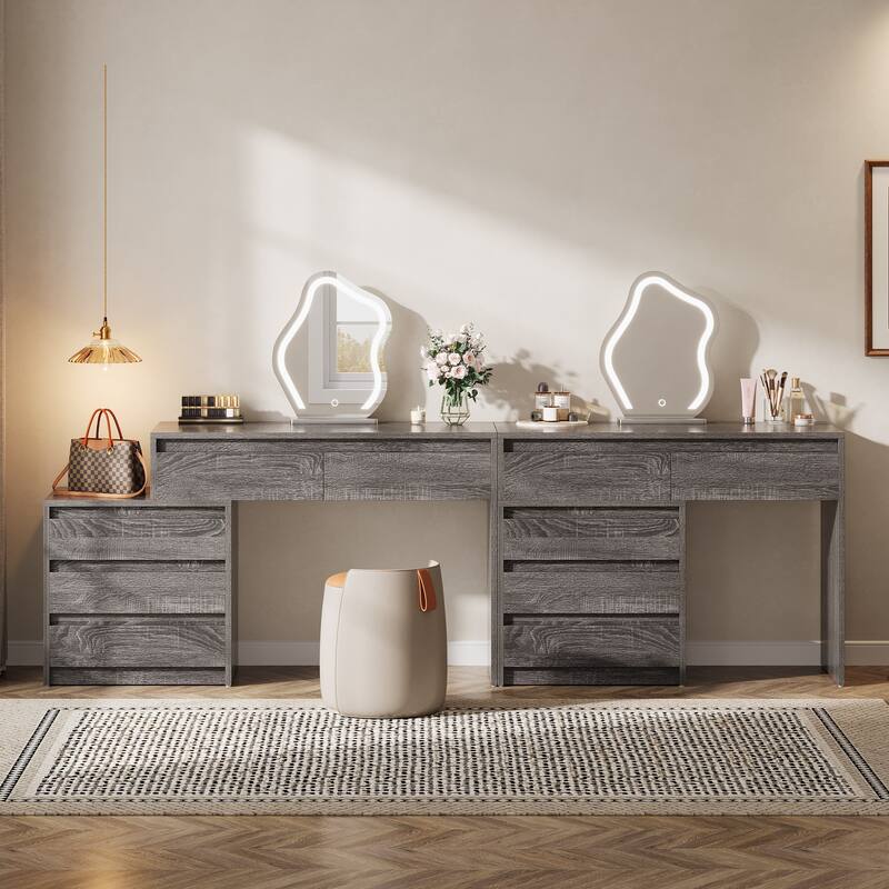 63" Vanity Desk with 5 Drawers, Makeup Table with Removable 3-Drawer Chest