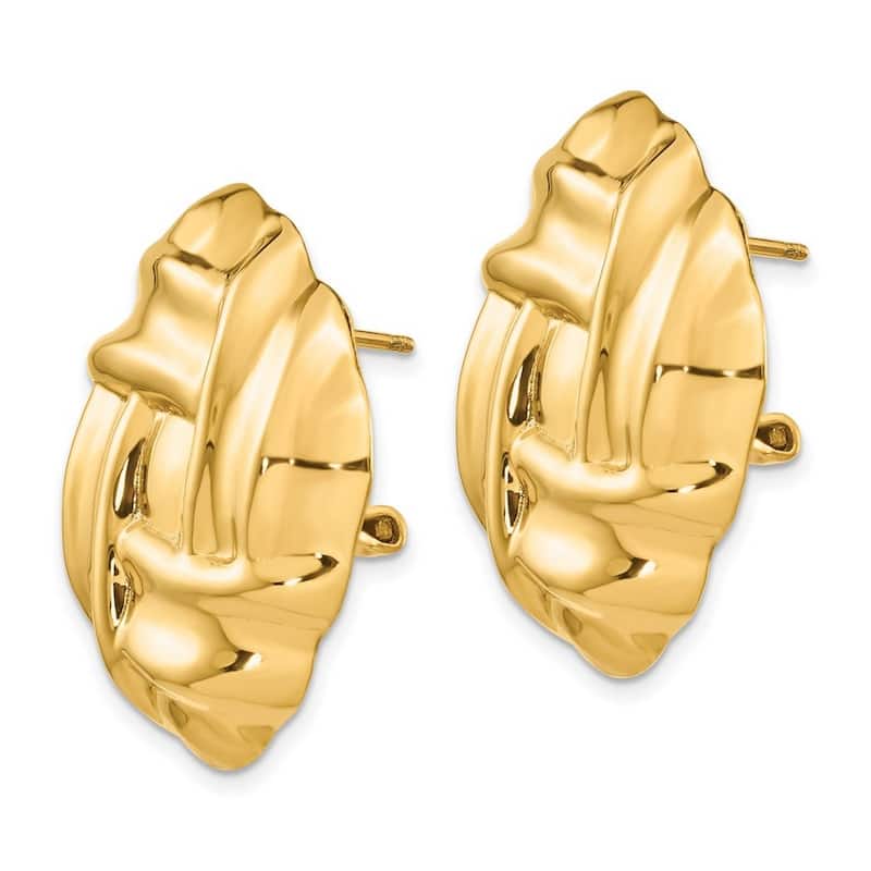 Curata 14k Yellow Gold Polished Fancy Omega Back Post Earrings - 27x27mm