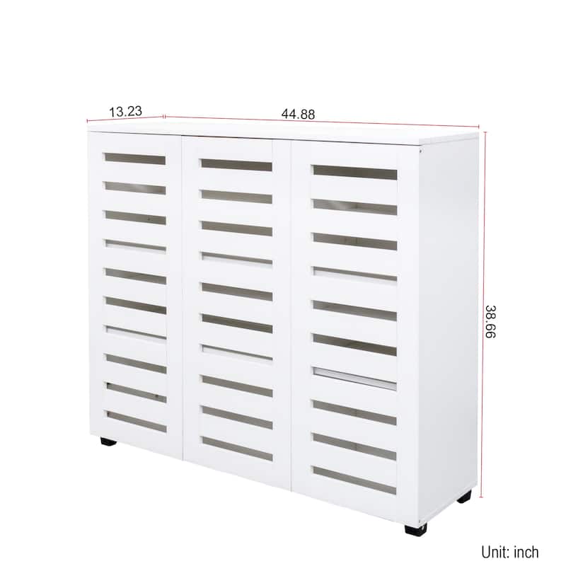 Louvered Shoe Cabinet, 5-Tier Wooden Shoe Storage with Adjustable Shelves, Entryway Hallway Shoe Rack Organizer, 44.9" Wide