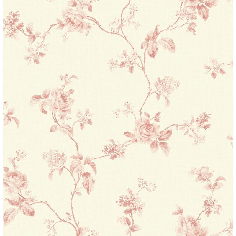 Seabrook Designs Chantilly Floral Branch Unpasted Wallpaper - 20.5 in. W x 33 ft. L - Blush
