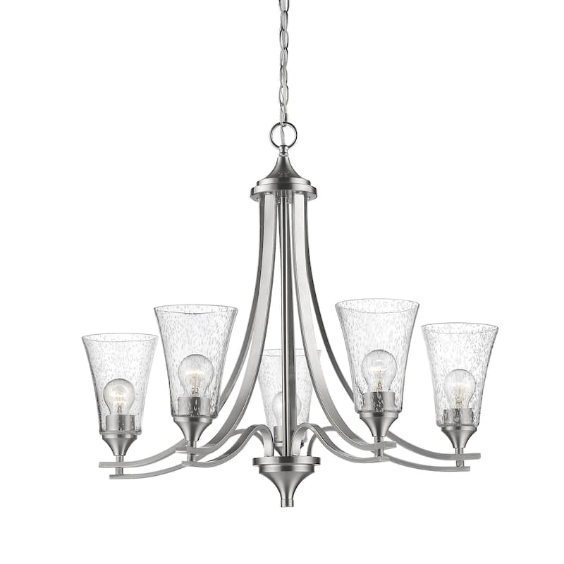 Millennium Lighting Natalie 5 Light Chandelier with Clear Seeded Glass Shades - Satin Nickel