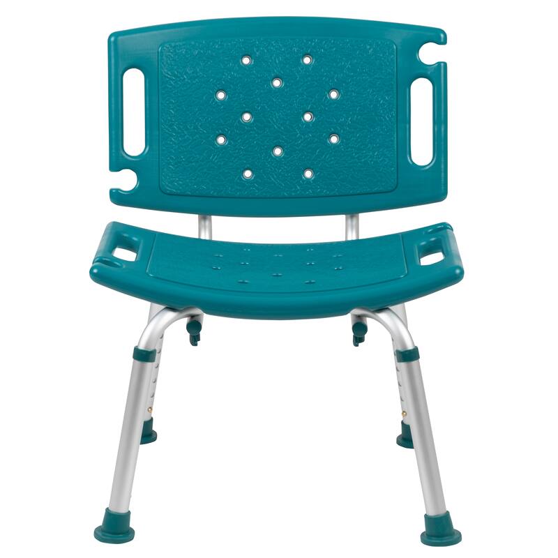 Tool-Free 300 Lb. Capacity, Adjustable Teal Bath & Shower Chair with Large Back