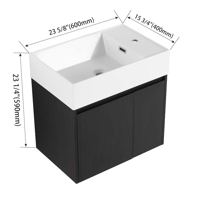 24 Inch Bathroom Cabinet With Sink,Soft Close Doors,Float Mounting Design, For Small Bathroom