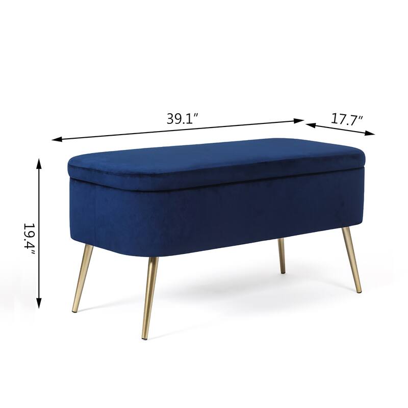 Adeco Velvet Storage Ottoman Footrest Lift Top Storage Ottoman Bench