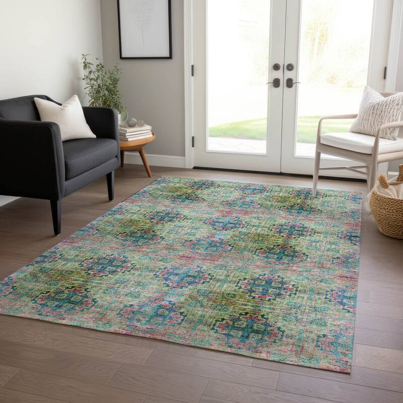 Alnalu Botanic Elegance Weather Resistant Versatile Elegance Runner Outdoor Rug
