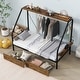 preview thumbnail 1 of 9, Twin Size Metal Frame Platform Bed with Clothes Rack, Storage Shelves & 2 Drawers, Black
