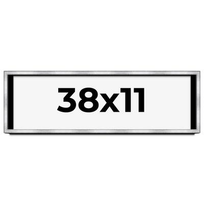 38x11 Shadow Box Frame Silver | 1.375 Inches Deep Real Wood