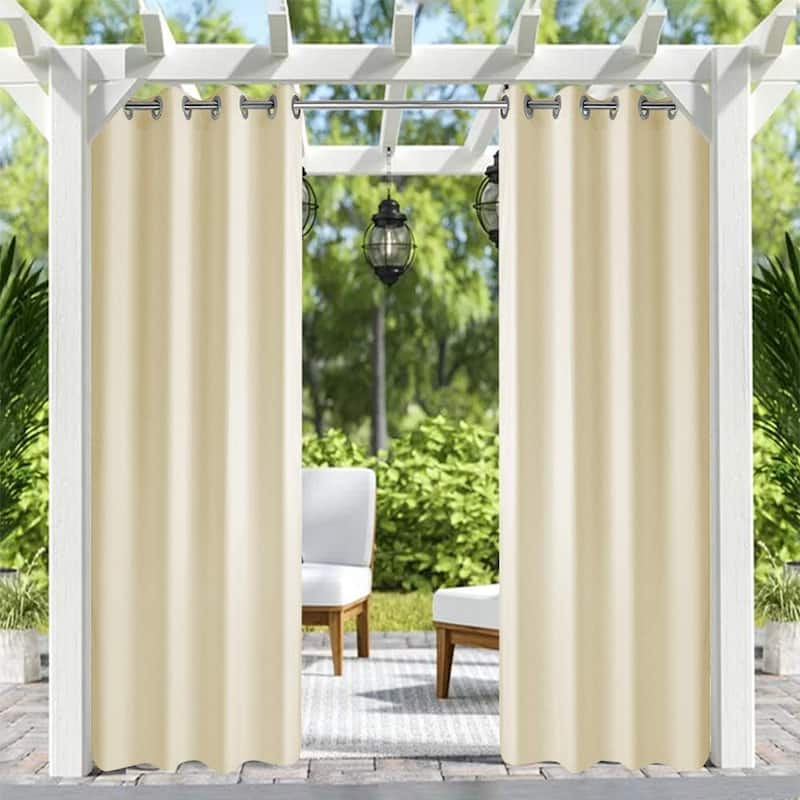 Pro Space Indoor/Outdoor Insulated Thermal Blackout Curtain Grommet Top Thick Window Drape Beige (1 Panel) - 50x96 - 50x96