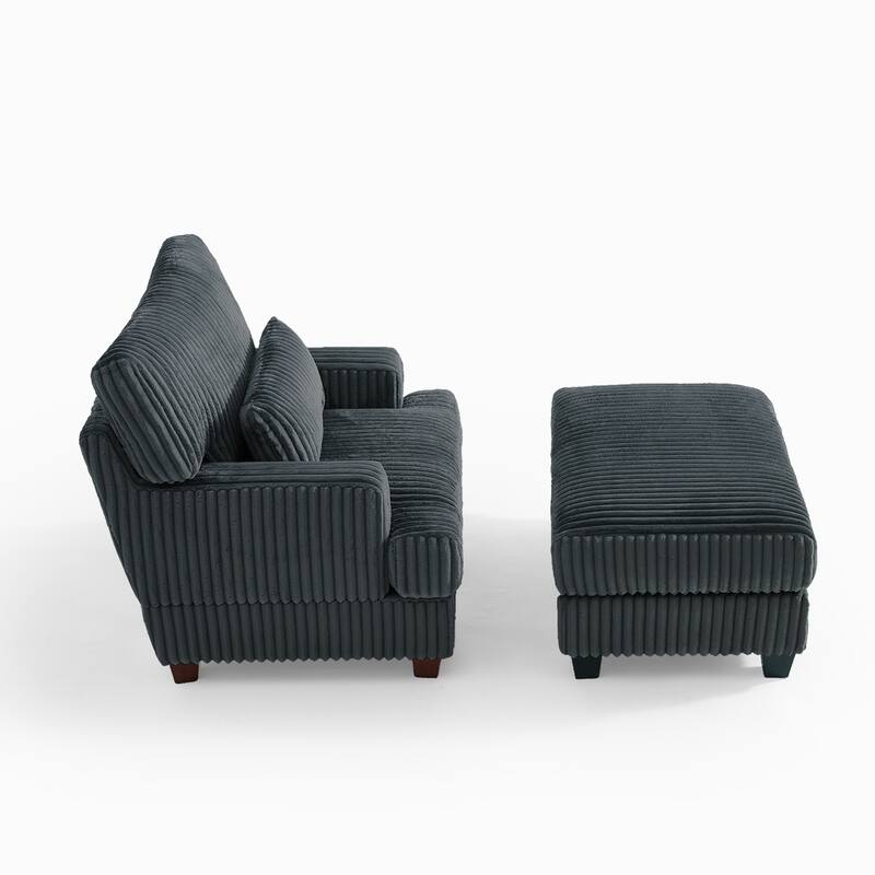 36" Wide Oversized Upholstered Chaise Lounge Accent Chair with Ottoman