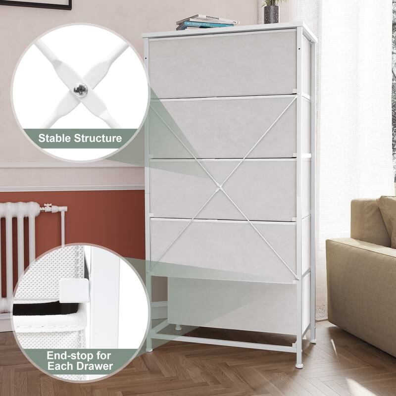 5 Drawers Vertical Dresser Storage Tower Organizer Unit for Bedroom