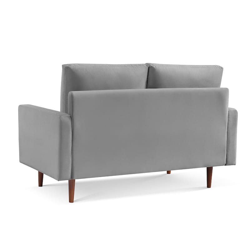 HomeRoots 57" Gray And Dark Brown Velvet Loveseat - 57.00 in. x 37.00 in. x 32.00 in.