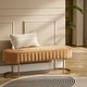 preview thumbnail 3 of 7, Jonas 46" Upholstered Bench with Channel-tufted Cushion and Metal Base by HULALA HOME