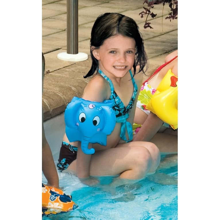 Set of 2 Inflatable Blue Elephant Animal Fun Swimming Pool Arm Floats For Kids 7.5-Inch - 7.5"