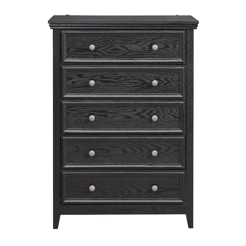 Black Farmhouse 5-Drawer Dresser, Living Room Closet Organizer
