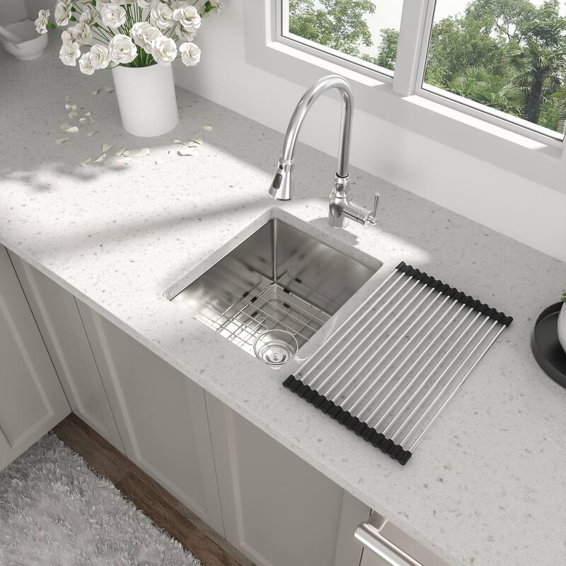Undermount Kitchen Sink 16 Gauge Single Bowl Kitchen Sink 9 Inch Deep Bar/Prep Sink Basin