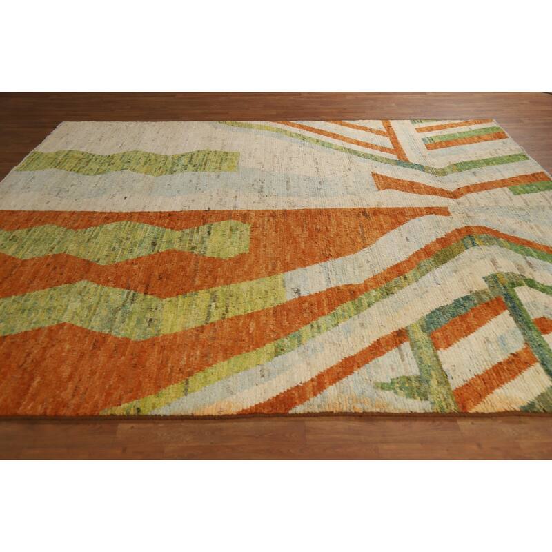 Moroccan Oriental Rug Hand-Knotted Bedroom Wool Carpet - 8'5" x 9'10"