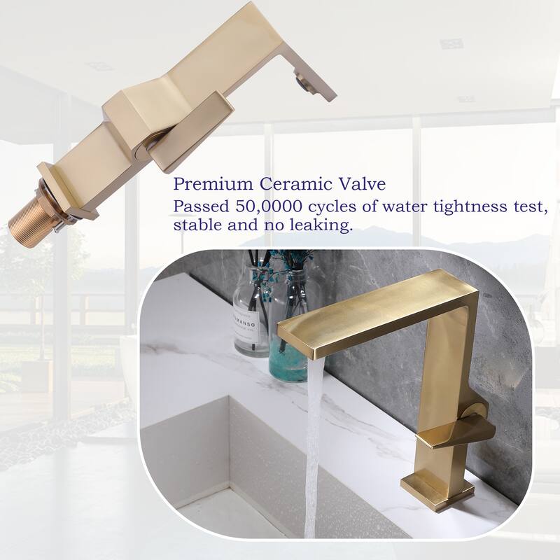 Deck Mounted Right-angle Bathroom Faucet Single Hole with Single Handle, Black/Gold/Grey