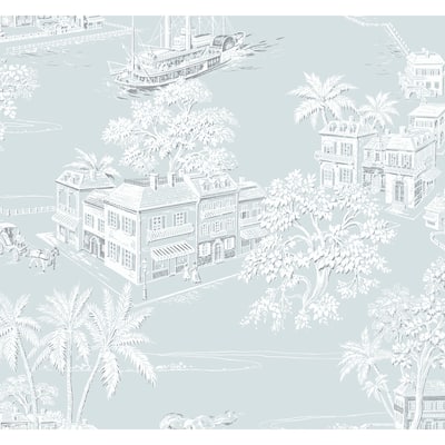 NextWall Coastline Toile Peel and Stick Wallpaper - 27 in. W x 18 ft. L