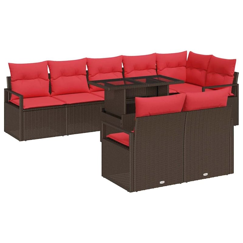 vidaXL 9 Piece Garden Sofa Set with Cushions - 113×48×27.2
