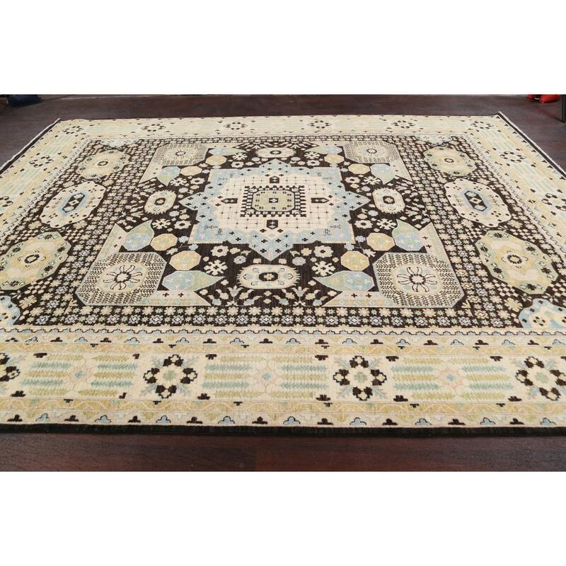 Stunning Geometric Khotan Oriental Area Rug Wool Handmade Carpet - 8'9" x 11'8"