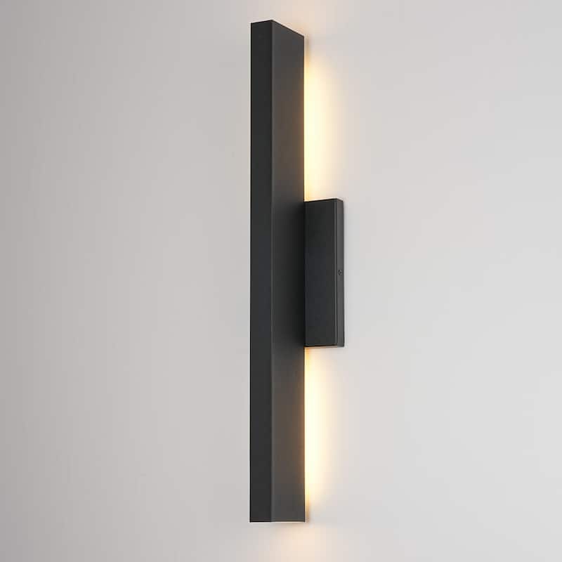 23.6" Modern Black Outdoor Wall Light - 37W 3000K Warm Light, IP54 Waterproof Linear Fixture for Patio & Porch
