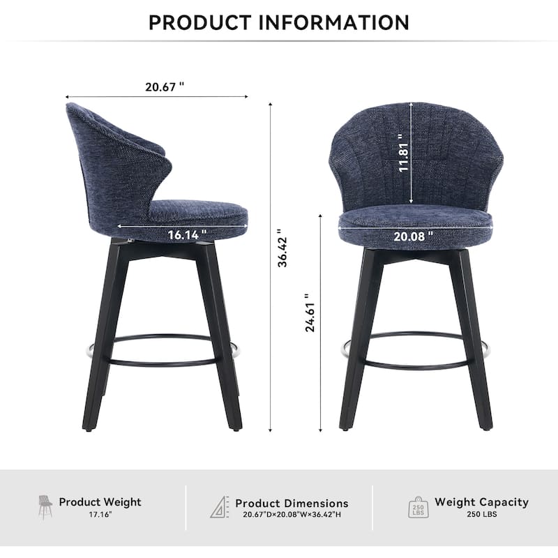 Swivel Bar Stools Side Chair Set of 2
