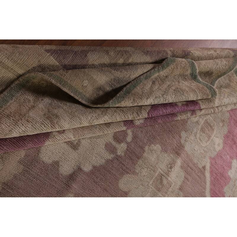 All-Over Floral Oushak Vegetable Dye Area Rug Handmade Wool Carpet - 8'11" x 12'4"