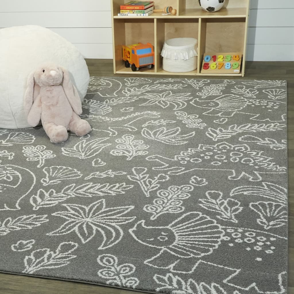 Mod-Tod Happy Dinos Dinosaur Dig Kids Area Rug