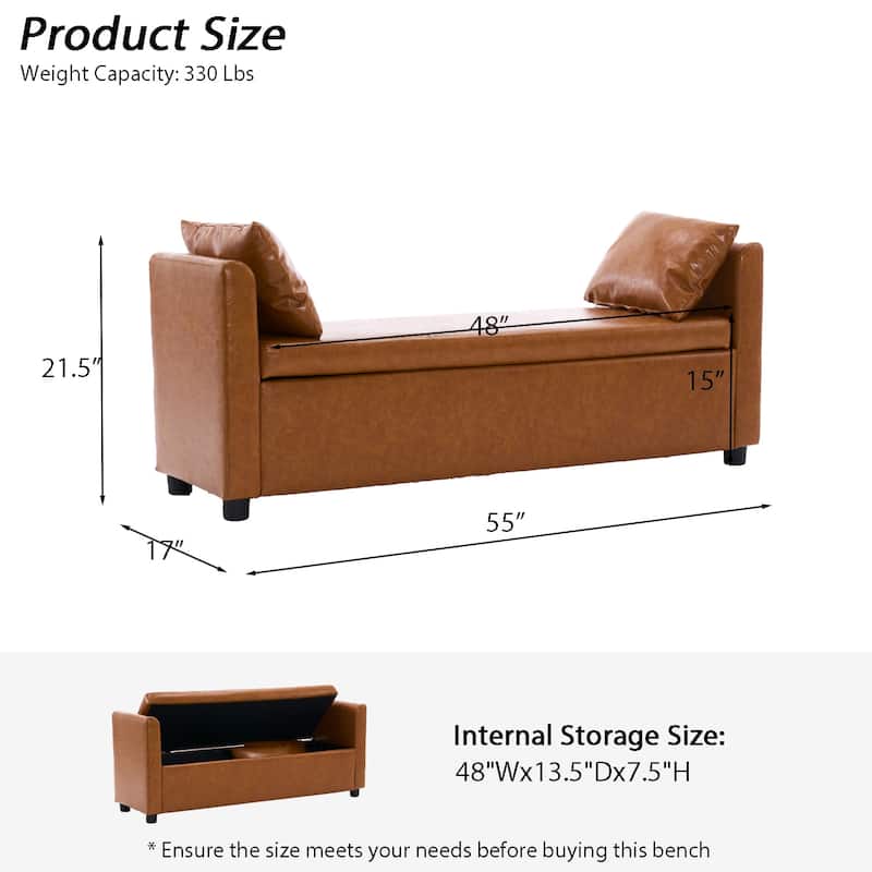 Velvet/Leather Storage Bench for Bedroom,End of Bed Bench for King Size Bed, Modern Upholstered Long Ottoman Bench for Entryway