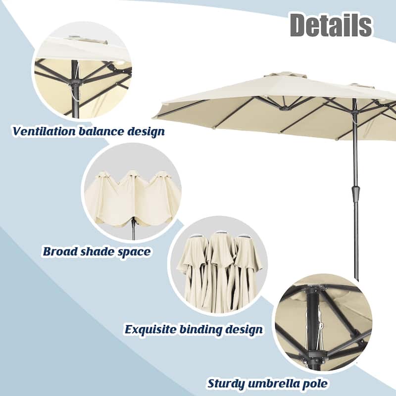 Autlaycil 13Ft Retangle Patio Umbrella Extra-Large Outdoor Umbrella No Base